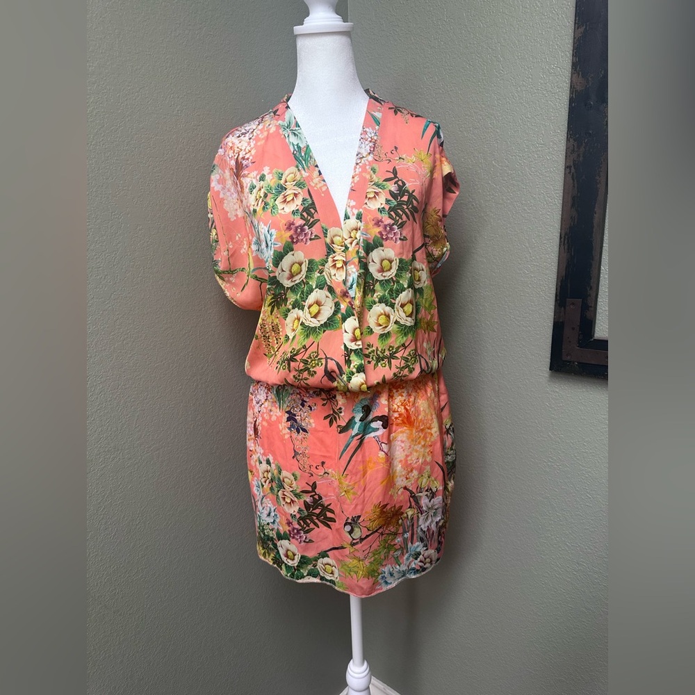 Zara Trafaluc tangerine tropical mini dress - Picture 3 of 6